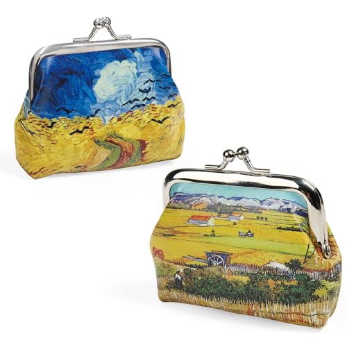 SNCCJ Netter Münzbörse für Damen, 2 Stück Kleine Exquisit Kuss-Schloss Münzbeutel für Mädchen (Van Gogh Ölgemälde) von SNCCJ