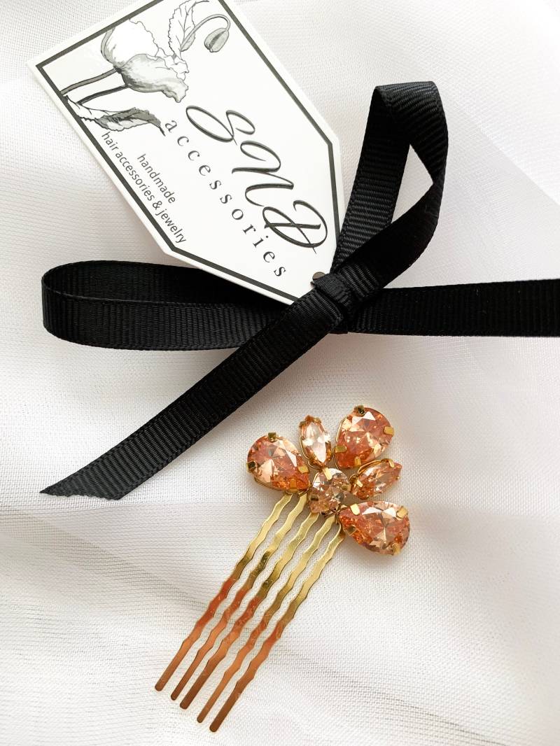 Gold Kristallbarrette, Champagner-Farbe Haarkamm, Braut Kristall-Kristall-Haarnadel, Crystal Barrette, Frauen Girl Kopfteil, Prom Haar-Accessoire von SNDaccessoriesINC