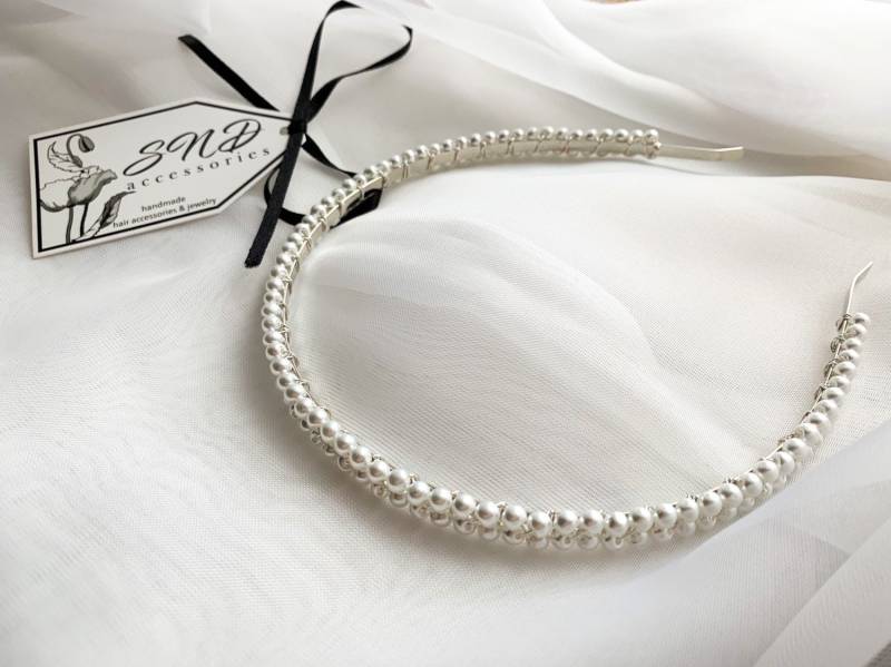 Perlendband, Bridal Weiße Tiara, Wedding Perlen Stirnband, Bridesmaids Kopfstücke von SNDaccessoriesINC