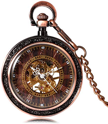 Dampfmechanische Taschenuhr mit Handaufzug, Skelett, Roségold, stilvolle Anhängerkette, Geschenk, Taschenuhr, Geschenke für die Familie von SNEN-ESDG