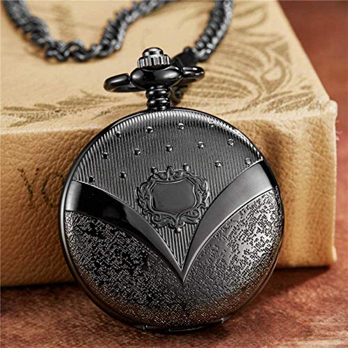 Einzigartige Geschnitzte Bronze römisches Zifferblatt Mehanical Taschenuhr Kette Glatte Handaufzug mechanische Herren Damen Uhren Taschenuhr Geschenke für die Familie (schwarz) von SNEN-ESDG