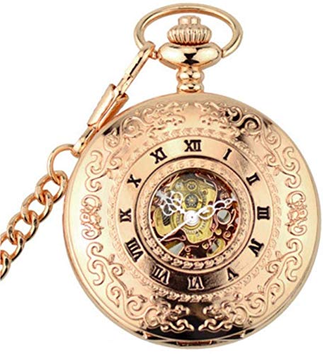 Retro Rose Gold Mechanische Taschenuhr Skeleton SteamVintage Herren Damen Handaufzug Taschenuhr mit Kette Taschenuhr Geschenk Retro Rose Gold Mechanische Taschenuhr Skeleton SteamVintage Herren Damen Handaufzug Taschenuhr mit Kette Taschenuhr Geschenk von SNEN-ESDG