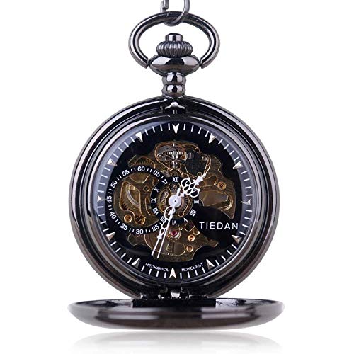 Vintage automatische mechanische Taschenuhr Männer Hohle Exquisite Kette glattes Gehäuse Anhänger Uhren Herren Retro Schwarze Uhr Taschenuhr Vintage automatische mechanische Taschenuhr Männer Hohle Exquisite Kette glattes Gehäuse Anhänger Uhren Herren Retro Schwarze Uhr Taschenuhr von SNEN-ESDG