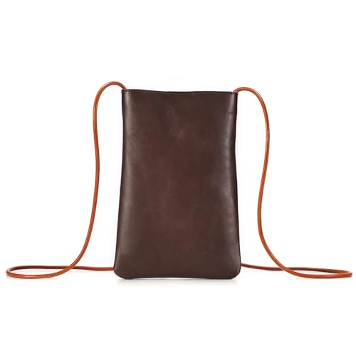 Leder Damen Schulter Umhängetaschen Kleine Handtasche Damen Handytasche Einfacher Stil Messenger Bag Handytasche Für Die Tägliche Arbeit(Coffee) von SNGUOQ