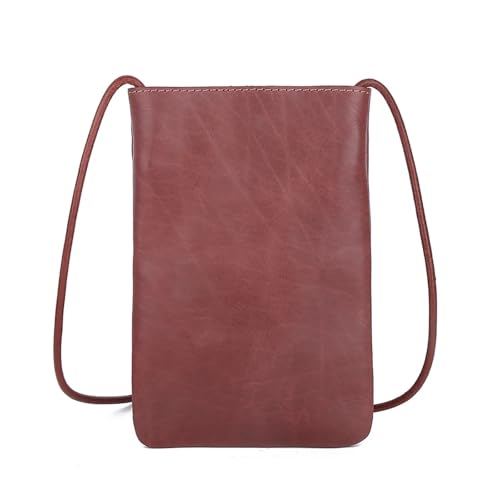 Leder Damen Schulter Umhängetaschen Kleine Handtasche Damen Handytasche Einfacher Stil Messenger Bag Handytasche Für Die Tägliche Arbeit(Red) von SNGUOQ