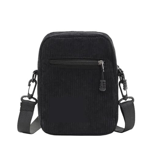 SNGUOQ Canvas Damen Umhängetasche Trend Kleine Schulterhandtasche Einfarbig Student Handytasche Einfache Shopper Reißverschluss Geldbörse Für Die Tägliche Arbeit(Black) von SNGUOQ
