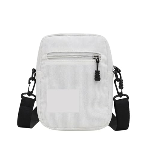 SNGUOQ Canvas Damen Umhängetasche Trend Kleine Schulterhandtasche Einfarbig Student Handytasche Einfache Shopper Reißverschluss Geldbörse Für Die Tägliche Arbeit(White) von SNGUOQ