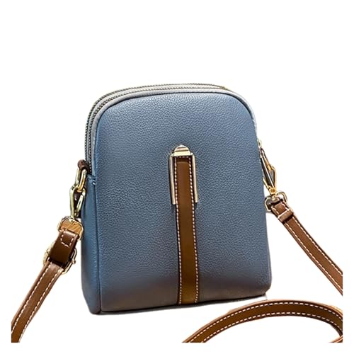SNGUOQ Kleine Umhängetasche, Handytasche, Umhängetasche aus Leder mit 2 Fächern for Geburtstag Für Die Tägliche Arbeit(Blue) von SNGUOQ