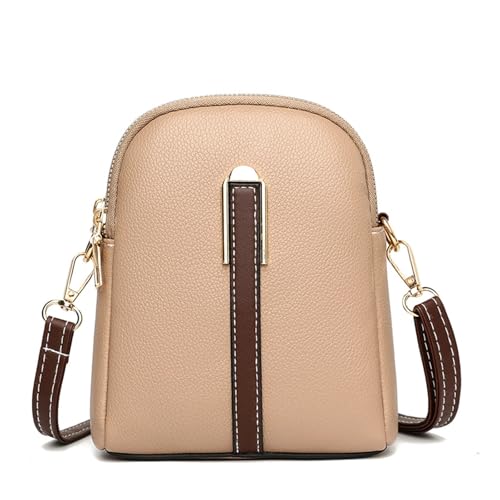 SNGUOQ Kleine Umhängetasche, Handytasche, Umhängetasche aus Leder mit 2 Fächern for Geburtstag Für Die Tägliche Arbeit(Khaki) von SNGUOQ