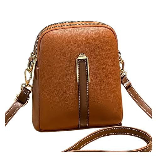 SNGUOQ Kleine Umhängetasche, Handytasche, Umhängetasche aus Leder mit 2 Fächern for Geburtstag Für Die Tägliche Arbeit(Yellow) von SNGUOQ