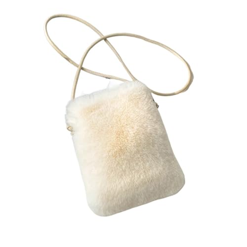 SNGUOQ Plüsch-Umhängetasche, Handy-Umhängetasche, Mini-Umhängetasche, Damen-Umhängetasche, eine Schultertasche, Handytasche Für Die Tägliche Arbeit(White) von SNGUOQ