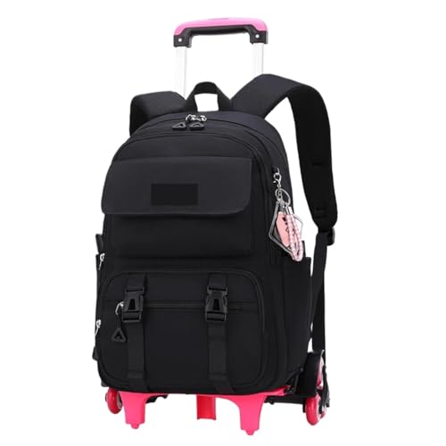 SNGUOQ Schulranzen Mit Rollen Mit Rädern Trolley Schultasche for Teenager Mädchen Rolling Rucksack Studenten Kinder Schultasche Schulrucksack Reisetaschen(Black 6 Wheels) von SNGUOQ
