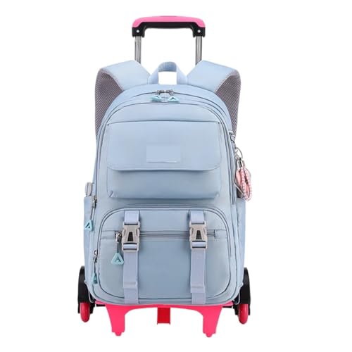 SNGUOQ Schulranzen Mit Rollen Mit Rädern Trolley Schultasche for Teenager Mädchen Rolling Rucksack Studenten Kinder Schultasche Schulrucksack Reisetaschen(Blue 2 Wheels) von SNGUOQ