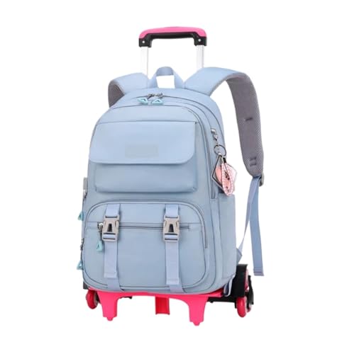 SNGUOQ Schulranzen Mit Rollen Mit Rädern Trolley Schultasche for Teenager Mädchen Rolling Rucksack Studenten Kinder Schultasche Schulrucksack Reisetaschen(Blue 6 Wheels) von SNGUOQ