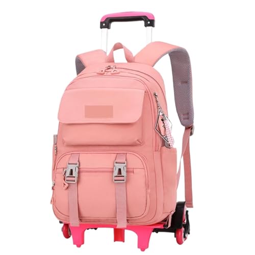SNGUOQ Schulranzen Mit Rollen Mit Rädern Trolley Schultasche for Teenager Mädchen Rolling Rucksack Studenten Kinder Schultasche Schulrucksack Reisetaschen(Pink 6 Wheels) von SNGUOQ