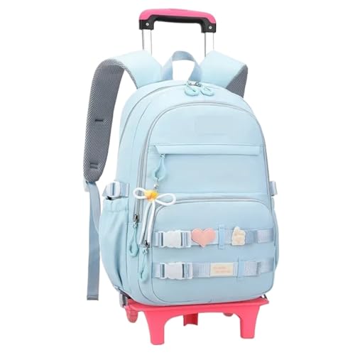 SNGUOQ Schulranzen Mit Rollen Rolling Back Pack for Mädchen Grundschüler Bagpack Trolley Schulranzen Abnehmbarer Rucksack Schultasche mit Rollen(Blue,Two Wheels) von SNGUOQ