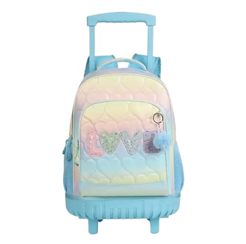 SNGUOQ Schulranzen Mit Rollen Rollrucksack for Mädchen Kindergepäcktaschen mit Rädern Reisekoffer Schulrucksäcke mit Rädern for Mädchen(Blue) von SNGUOQ