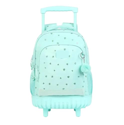SNGUOQ Schulranzen Mit Rollen Rollrucksack for Mädchen Kindergepäcktaschen mit Rädern Reisekoffer Schulrucksäcke mit Rädern for Mädchen(Green) von SNGUOQ