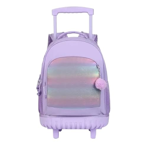 SNGUOQ Schulranzen Mit Rollen Rollrucksack for Mädchen Kindergepäcktaschen mit Rädern Reisekoffer Schulrucksäcke mit Rädern for Mädchen(Purple) von SNGUOQ