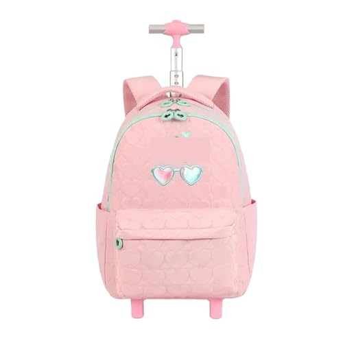 SNGUOQ Schulranzen Mit Rollen Rollrucksäcke for Mädchen Schulrucksack mit Rädern for Mädchen Gepäck Büchertasche auf Rädern for Kinder Trolley Schultaschen(Pink) von SNGUOQ