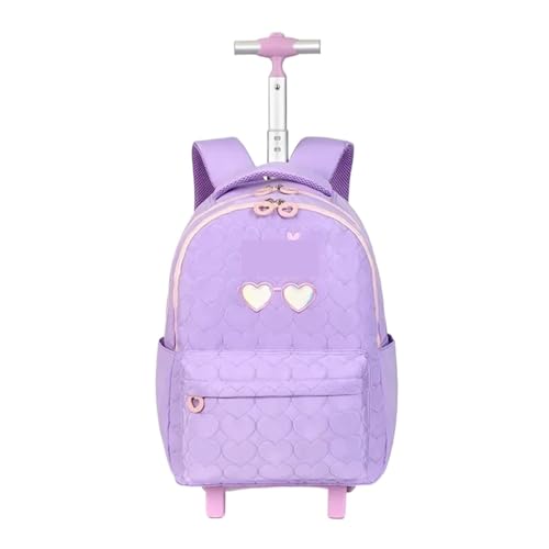 SNGUOQ Schulranzen Mit Rollen Rollrucksäcke for Mädchen Schulrucksack mit Rädern for Mädchen Gepäck Büchertasche auf Rädern for Kinder Trolley Schultaschen(Purple) von SNGUOQ