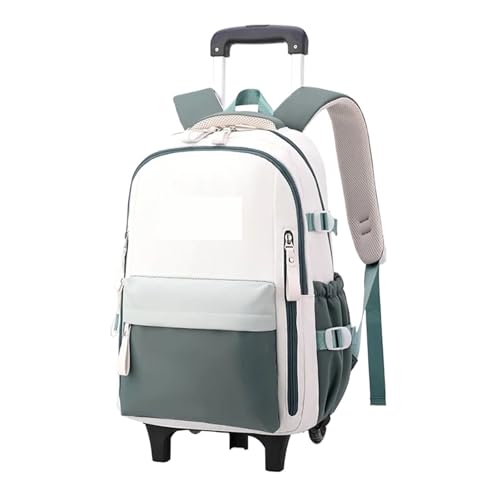 SNGUOQ Schulranzen Mit Rollen Schulranzen mit Rollen Kinderrucksack Mädchen Trolley Schulranzen Mädchen Rolltrolley Schulranzen Damen Reiserucksäcke(Green,Two Wheels) von SNGUOQ