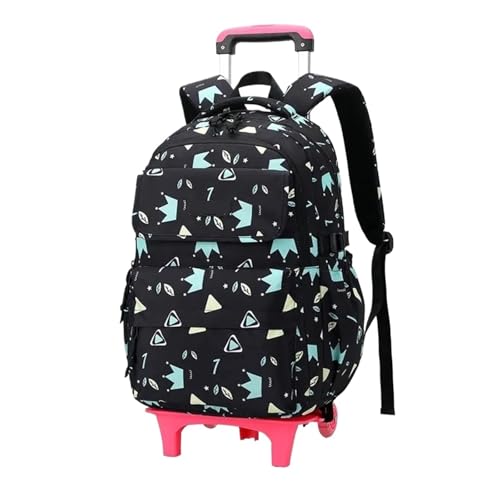 SNGUOQ Schulranzen Mit Rollen Schulrucksack mit Rollen for Teenager-Mädchen, Büchertasche auf Rädern, Schultasche mit Rollen for Mädchen, Schulranzen, Trolley-Tasche mit Rollen(2 Wheels Black) von SNGUOQ