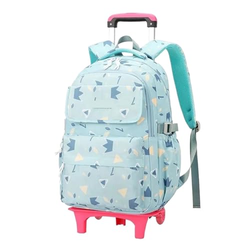 SNGUOQ Schulranzen Mit Rollen Schulrucksack mit Rollen for Teenager-Mädchen, Büchertasche auf Rädern, Schultasche mit Rollen for Mädchen, Schulranzen, Trolley-Tasche mit Rollen(2 Wheels Green) von SNGUOQ