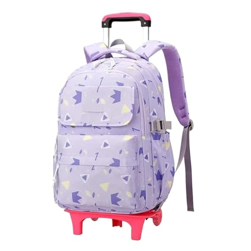 SNGUOQ Schulranzen Mit Rollen Schulrucksack mit Rollen for Teenager-Mädchen, Büchertasche auf Rädern, Schultasche mit Rollen for Mädchen, Schulranzen, Trolley-Tasche mit Rollen(2 Wheels Purple) von SNGUOQ