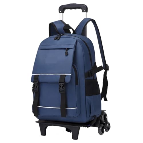 SNGUOQ Schulranzen Mit Rollen Trolley Kinder Schultaschen Rucksäcke mit Rad Trolley Gepäck Mädchen Rucksack Rucksack Schultasche(Blue) von SNGUOQ