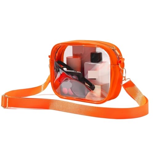 SNGUOQ Transparente UmhäNgetasche Klare Tasche, transparente Umhängetasche for Geldbörsen for Männer und Frauen PVC transparente Tasche(Orange) von SNGUOQ