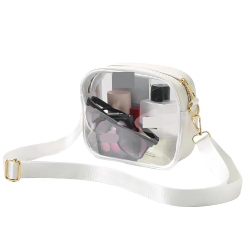 SNGUOQ Transparente UmhäNgetasche Klare Tasche, transparente Umhängetasche for Geldbörsen for Männer und Frauen PVC transparente Tasche(WHITE) von SNGUOQ