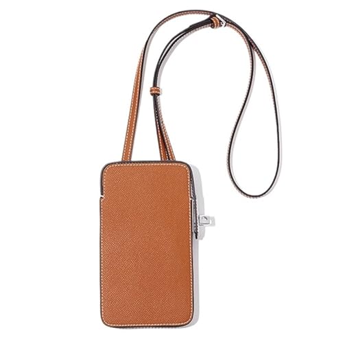SNGUOQ Umhängetasche Handytasche Frau Tragbare Leder Umhängetasche Mode Lässig Dame Schultertasche Kartenetui Für Die Tägliche Arbeit(Brown) von SNGUOQ