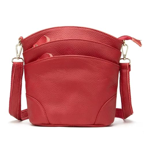 SNGUOQ Umhängetasche Handytasche Leder Damen Messenger Bags Umhängetasche Umhängetasche Kleine weibliche Handtaschen Kapazität Handytasche Für Die Tägliche Arbeit(Red) von SNGUOQ