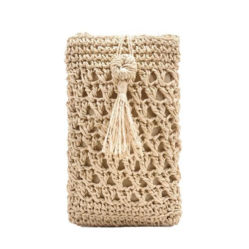 SNGUOQ Weibliche Vintage Umhängetasche Stroh Seil handgewebte Urlaub Mini Geldbörse Frauen Casual Handytasche Für Die Tägliche Arbeit(Beige) von SNGUOQ