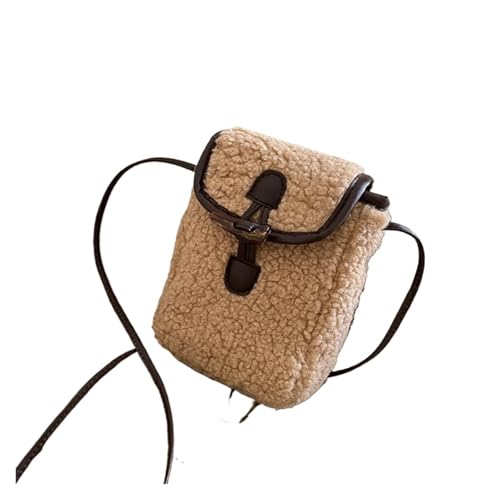 Umhängetasche Handytasche Damen Kunstfell Umhängetaschen Süße schöne tragbare Geldbörsen Weibliche Plüsch Umhängetasche Für Die Tägliche Arbeit(Brown) von SNGUOQ