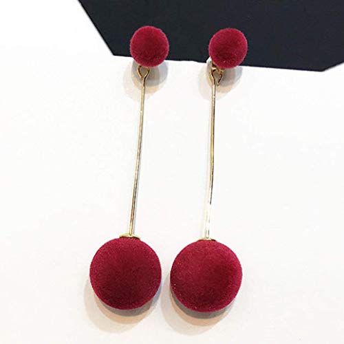 1 Paar Frauen doppelseitig haariger flauschiger Ballohrringe langer Dangle Schmuck Charme, Farbname: Rot 1 Paar Frauen doppelseitig haariger flauschiger Ballohrringe langer Dangle Schmuck Charme, Farbname: Rot von SNHHNSW