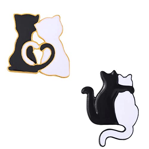 2pcs Tierserie Brosche Schwarz -Weiß -Katze Brosche Legierung Badge Schmuck kreative Cartoon Schwarz -Weiß -Katze umarmt Form Emaille Badge Accessoires Wildtasche Badge niedliche Brosche von SNHHNSW