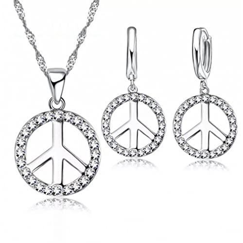 925 Anhänger/Ohrringe Schmuck runde Baumform -Verzierung Kristall für Frauen von SNHHNSW