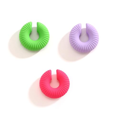 Acrylchunky Ohrmanschettenohrring für Frauen farbenfrohe Clip auf Ohrringen Punk Non Piercing Ohrring Statement für Frauen Männer Teen Mädchen Schmuck Geschenke-Schwarze von SNHHNSW