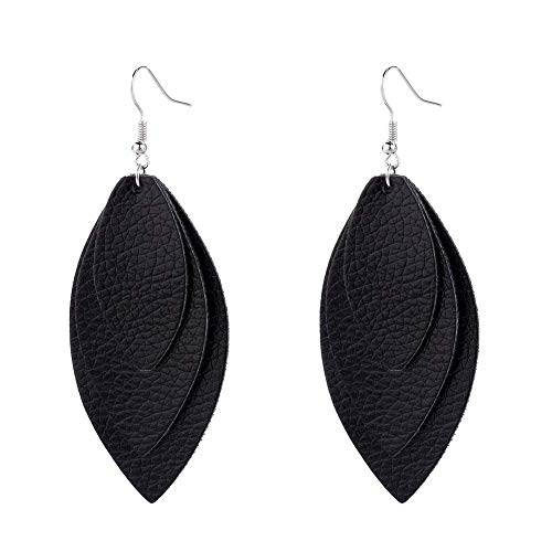 Anhänger Elegant Bohemian Blattfeder Pailletten Triple Layered Hakenohrringe Weiß, Farbe: Dunkelbraun von SNHHNSW