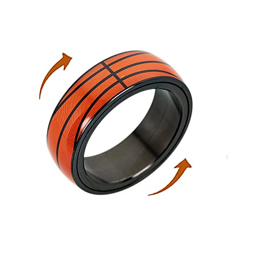 Basketball rotierender Spinner Zappel Bandringe für Männer Frauen Angst rotieren Sportler Sportbegeisterter Finger Ring Stress entlasten Edelstahl Versprechen Geburtstag Jubiläum Fashion Geschenk von SNHHNSW