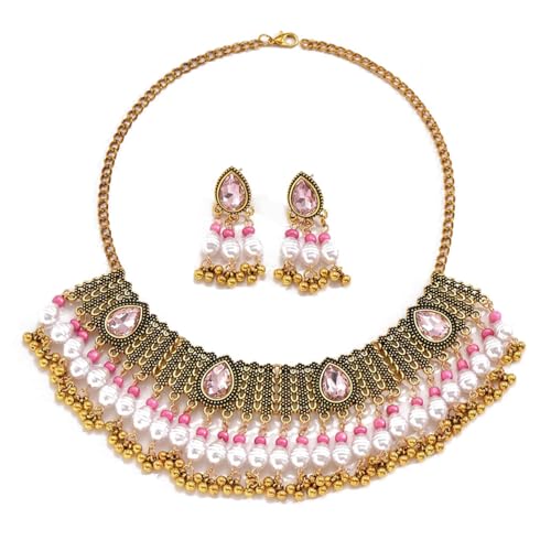 Bohemian Indian Bride Hochzeit Schmuck Set für Frauen traditionelle oxidierte ethnische Art Halskette Halskette Dangle Ohrring Quaste Perlen Kubikzirkonia Choker Tribal Bollywood Jhumka Jewelry Bohemian Indian Bride Hochzeit Schmuck Set für Frauen traditionelle oxidierte ethnische Art Halskette Halskette Dangle Ohrring Quaste Perlen Kubikzirkonia Choker Tribal Bollywood Jhumka Jewelry von SNHHNSW