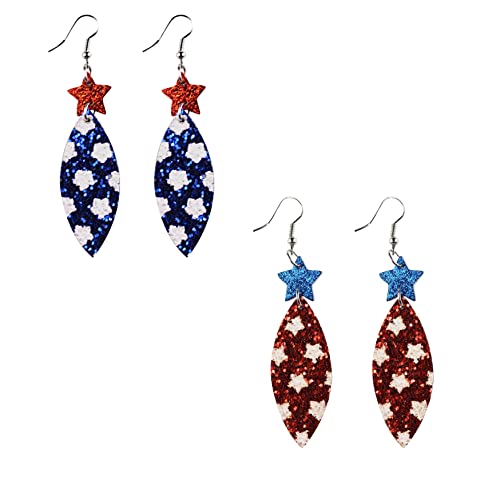 Buntes Sternleder -Unabhängigkeitstag Dangle Ohrringe Set American Flag 4. Juli Patriotische Ohrringe für Frauen Mädchen Buntes Sternleder -Unabhängigkeitstag Dangle Ohrringe Set American Flag 4. Juli Patriotische Ohrringe für Frauen Mädchen von SNHHNSW