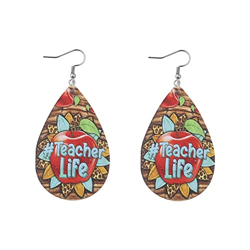 Buntes Teardrop doppelte seitige Leder Lehrer Student Dangle Ohrringe niedliche Apfelbücher Wasser Drop Lederohrringe für Frauen Mädchen Schmuck zurück in die Schule Geschenk für Lehrer Buntes Teardrop doppelte seitige Leder Lehrer Student Dangle Ohrringe niedliche Apfelbücher Wasser Drop Lederohrringe für Frauen Mädchen Schmuck zurück in die Schule Geschenk für Lehrer von SNHHNSW