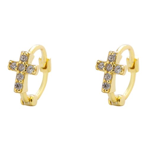 Cross Small Hoop Knorpelohrringe für Frauen klare kubische Zirkonia hypoallergen winzige Huggie Hoops Zirkelhochzeit Weihnachtsferien Schmuck Schmuck von SNHHNSW