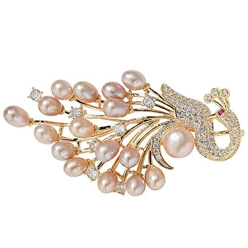 Damen Wunderschöne Kristall -Süßwasserperlen Pfauen Brosche Pin, 2,8 "Vogelkorsage -Ladies 'Bankettschmuck (Farbe:, Größe: 2,8" x 1,5 ") von SNHHNSW