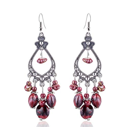 Dangle Ohrringe Boho Hollow Simple Ohrring Schmuck Geschenk für Frauen böhmisch gravierte Blumenperlen Quasten baumeln Ehropfen von SNHHNSW