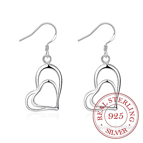 Double Heart Long Drop Dangle Ohrringe für Frauen Engagement Hochzeit Schmuck von SNHHNSW