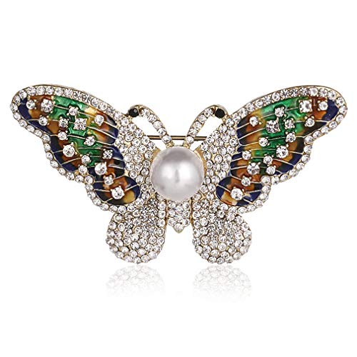 Fashion Insektenfarbe Strassstrissstein Schmetterlingskragen Brosche Pin Frauen Corsage Brustwinkelparty Schmuck Geschenk von SNHHNSW